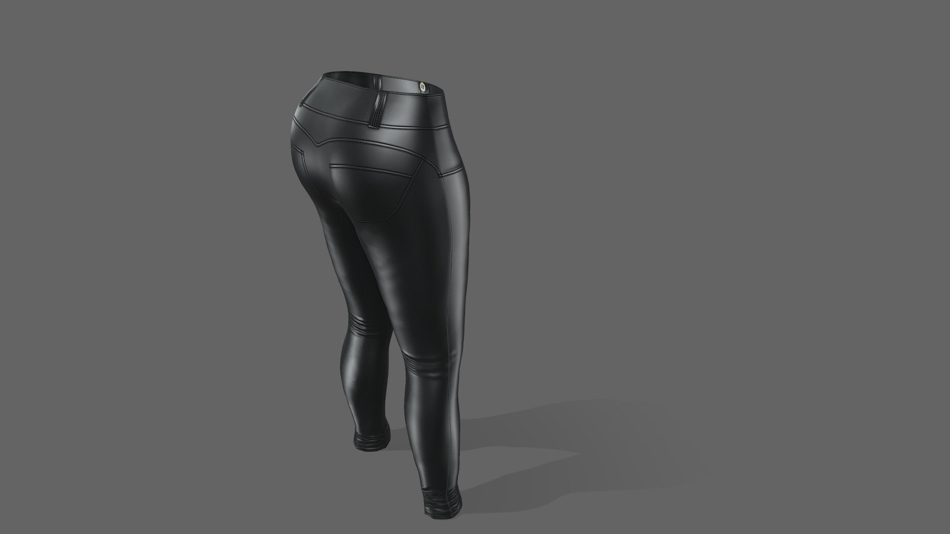 Female Shiny Black Skinny Leather Pants 3d model