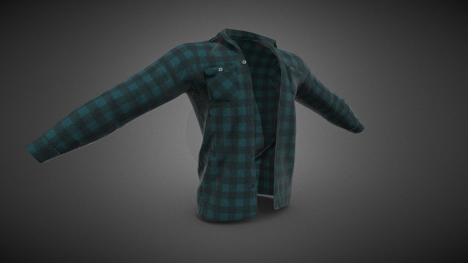 Cyan Flannel Shirt 3d model