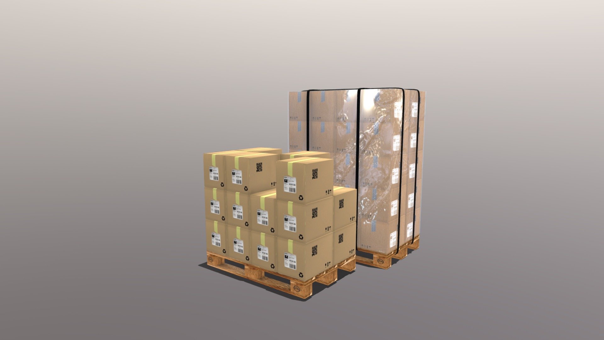 Pallets with boxes 400X300X300 3d model