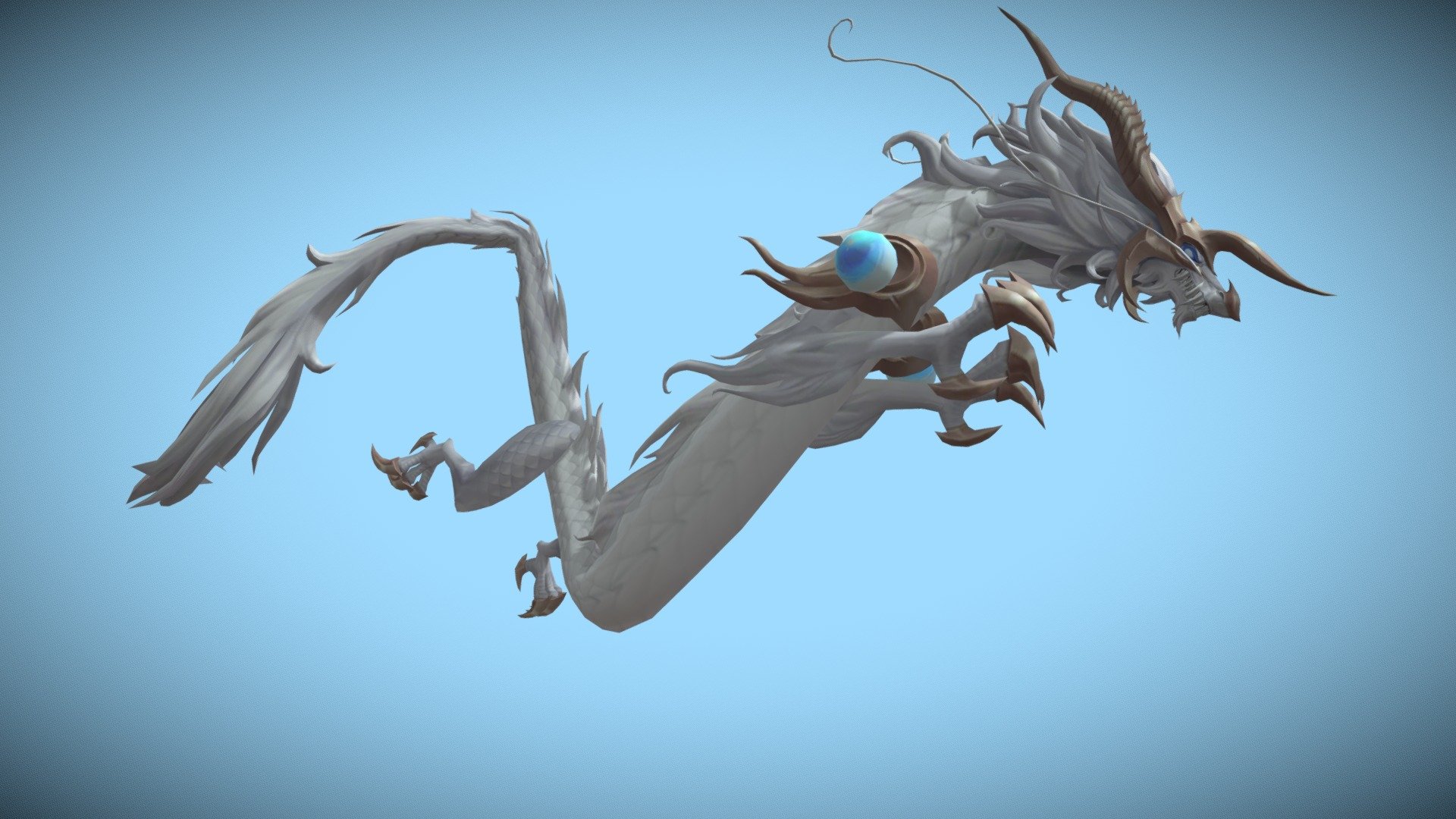 White Chinese Dragon 3d model