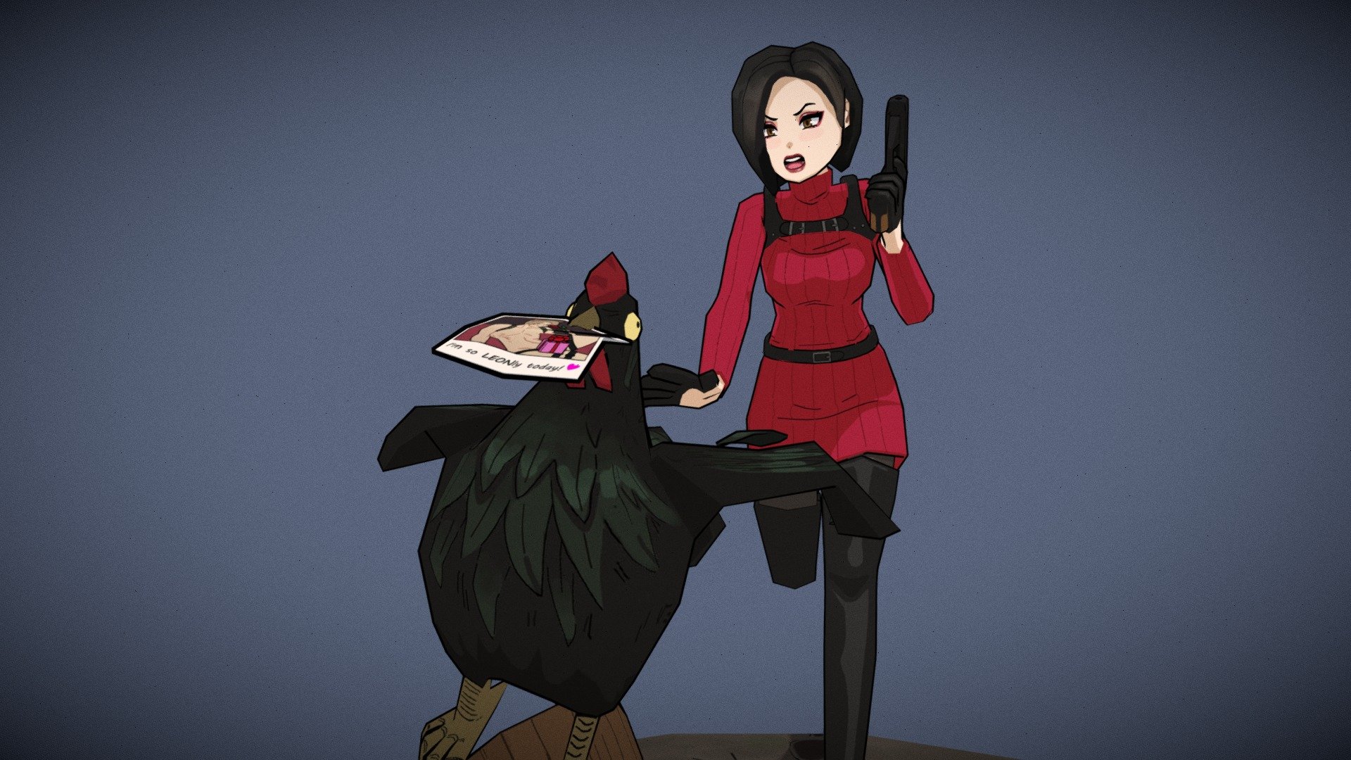 Ada Wong and black cock 3d model