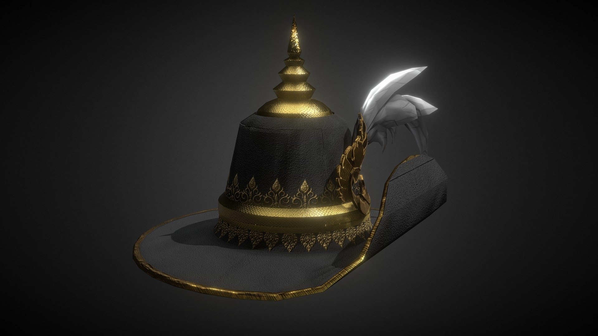 Phra Mala Siam Royal Hat [พระมาลาเส้าสูง] 3d model