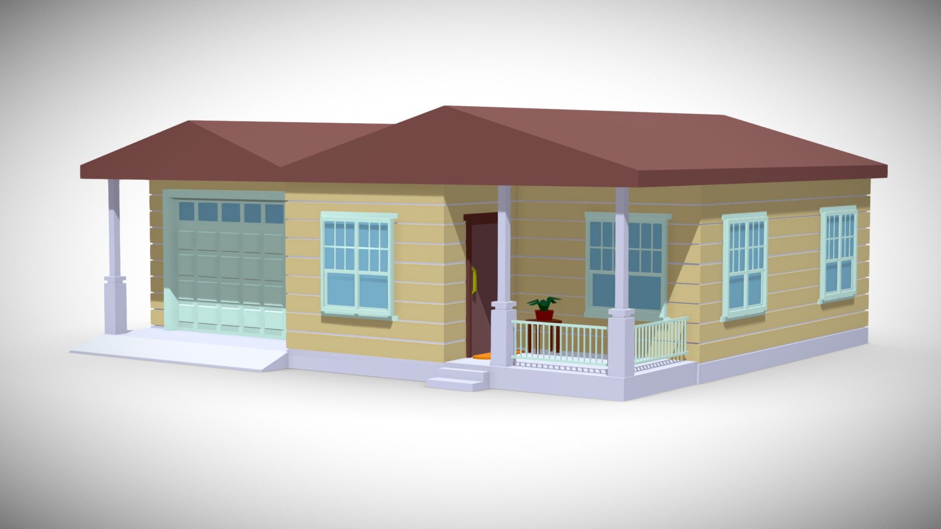 Lowpoly House with Garage 3d model