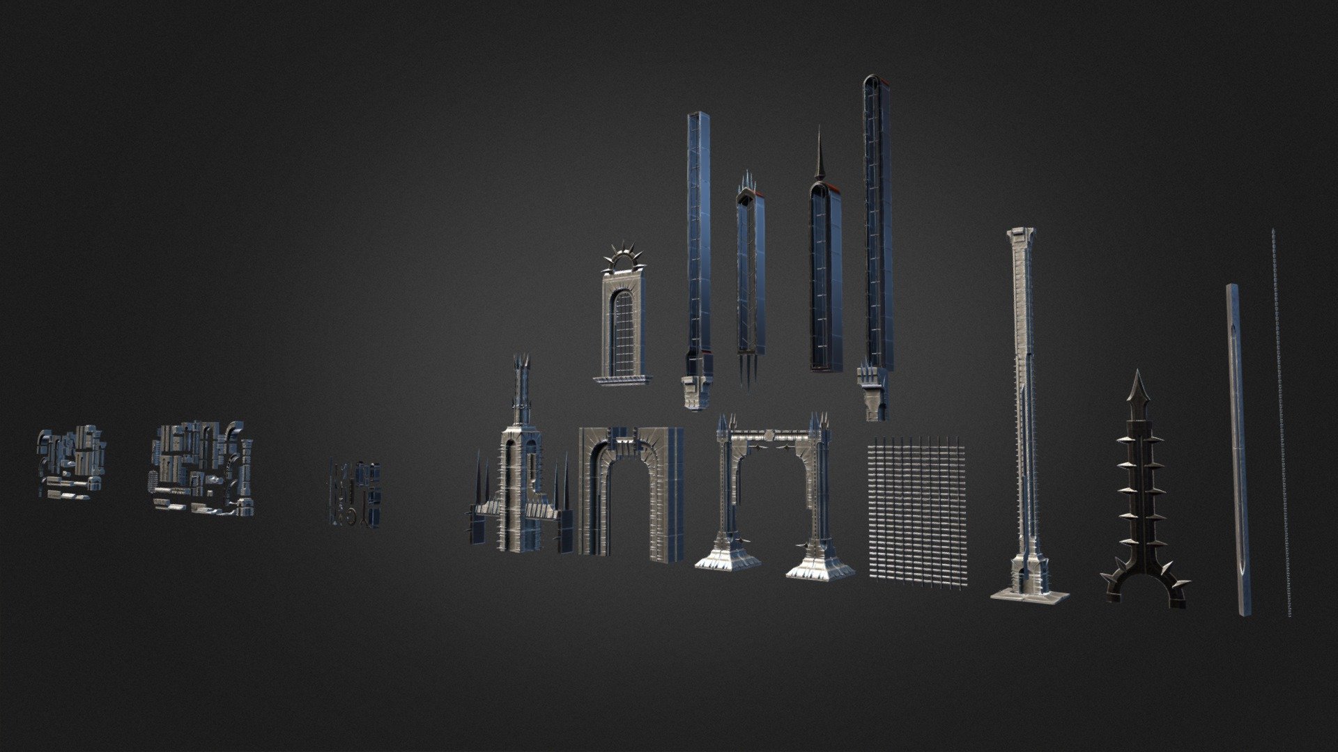 "Chambers of pain" asset elements preview 3d model