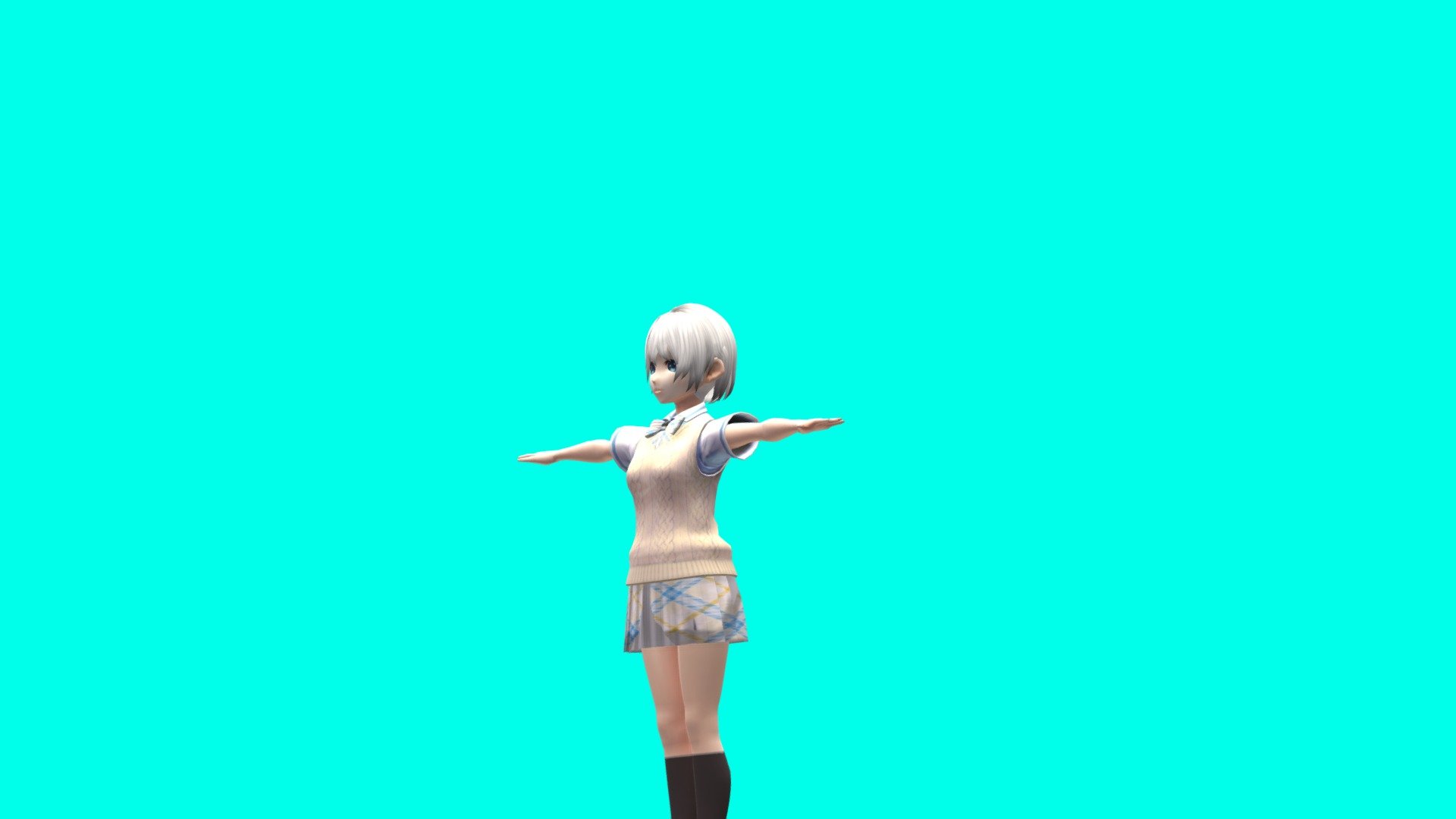 Anime School Girl 3d model