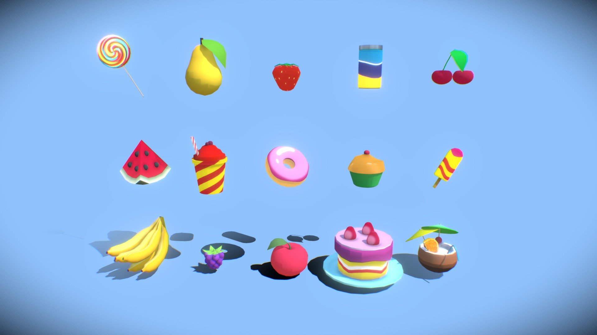 Yummy low poly pack 3d model