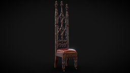 Gothic Revival Hall Chair 1845-1855 low poly