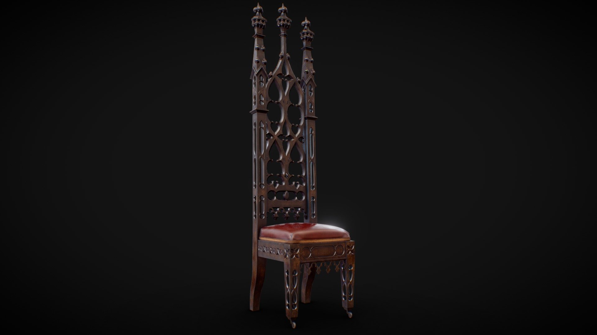 Gothic Revival Hall Chair 1845-1855 low poly 3d model