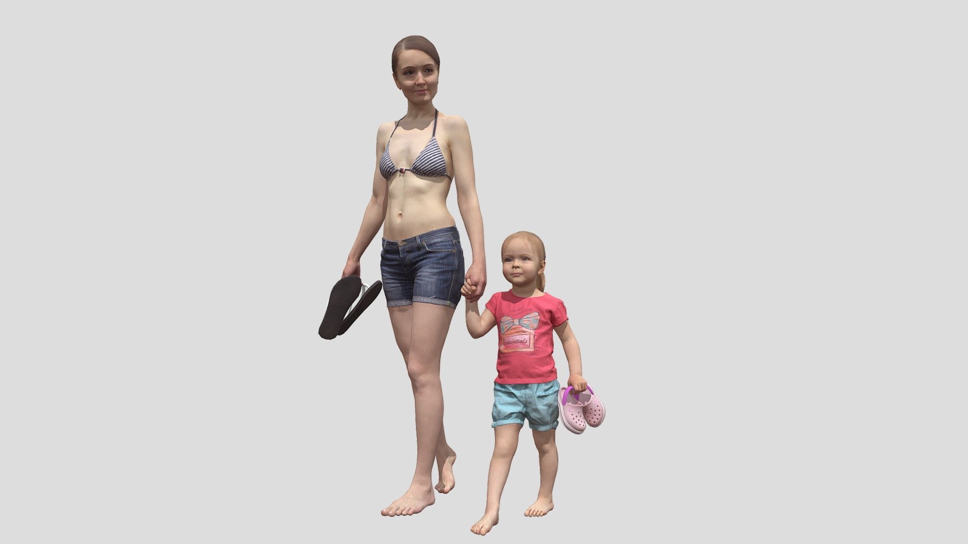 Mom And Baby scan low-poly 3d model