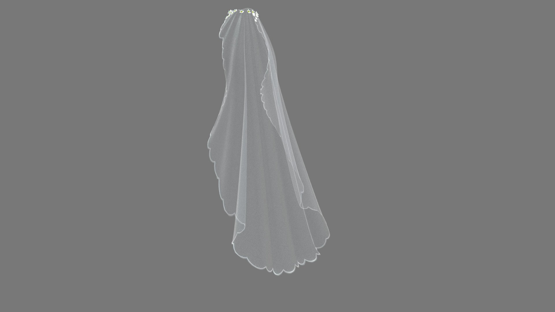 Bridal White Tulle Veil 3d model