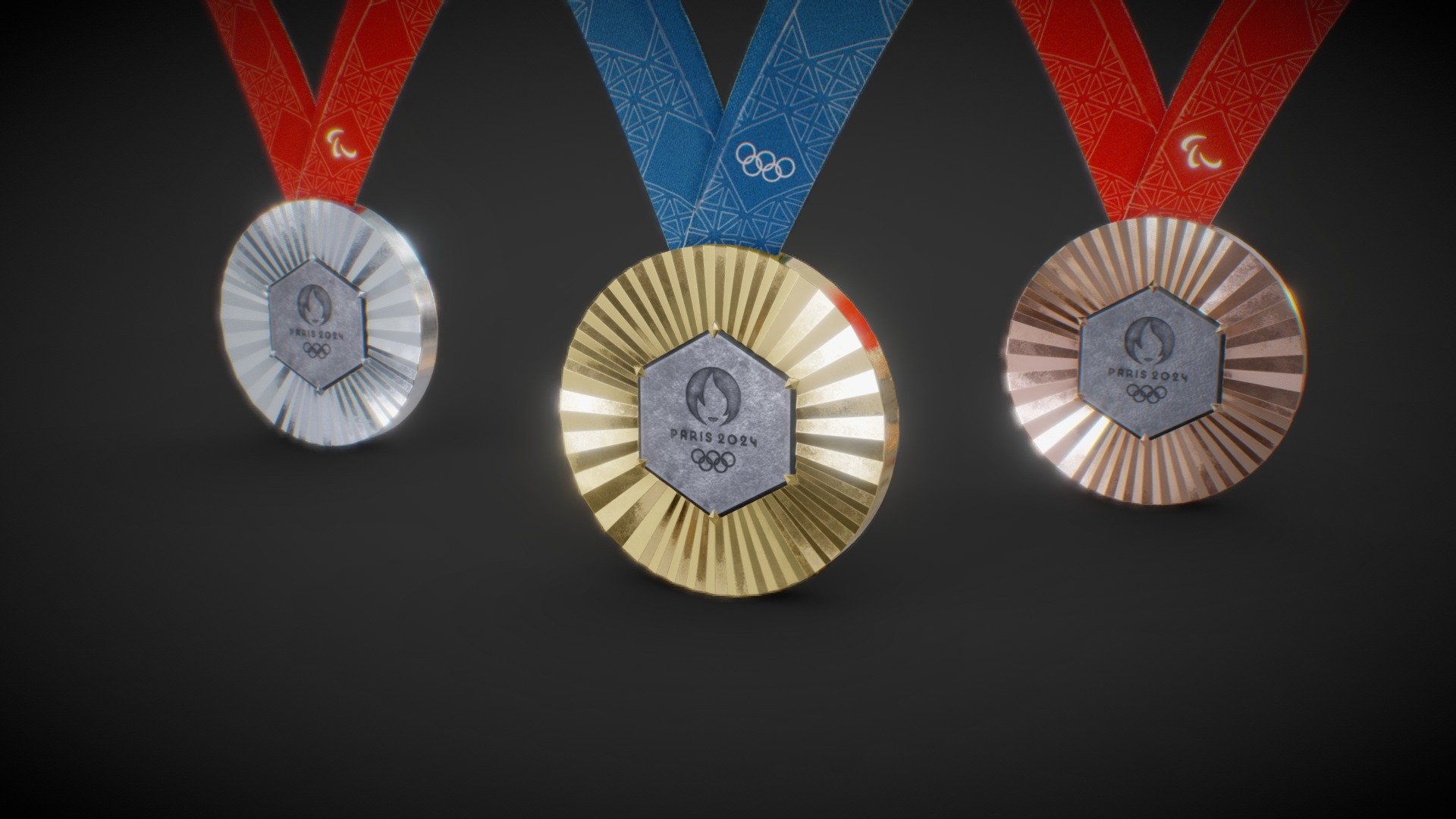 Official Paris 2024 Summer Olympics Medals 3d model