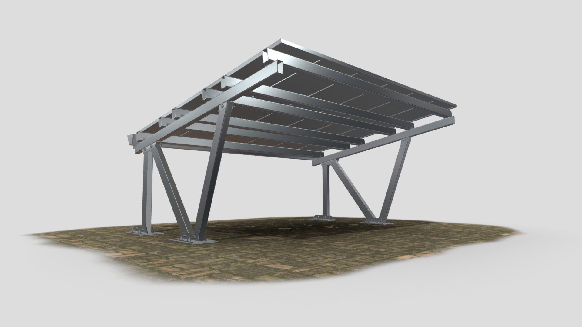 Carport with Solar Cells 3d model