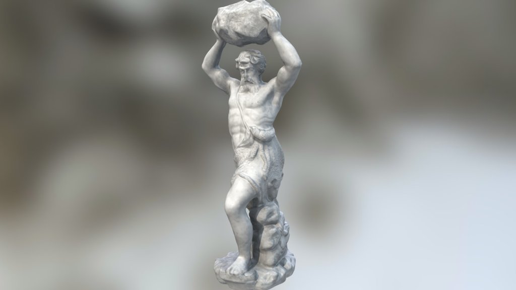 Statue of man holding rock above head 3d model