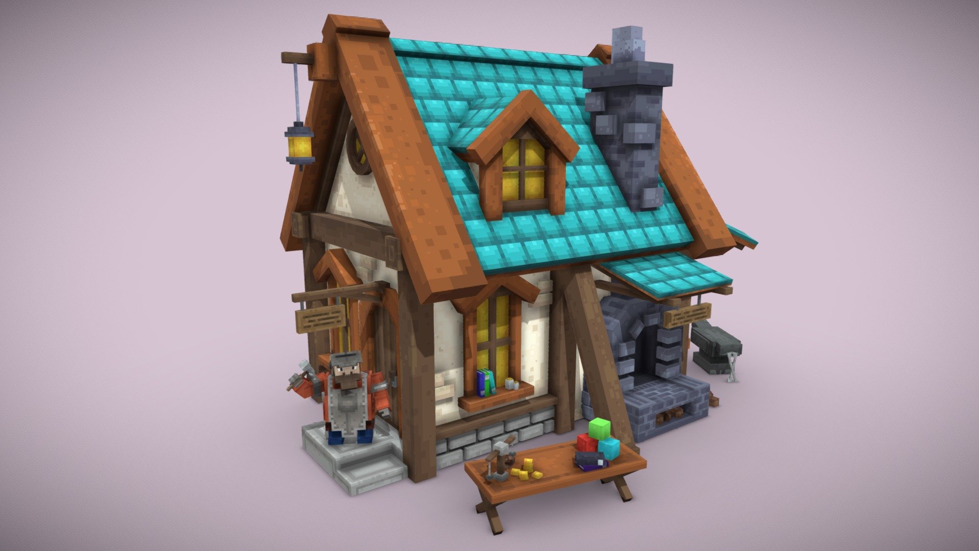 Blacksmith and his home 3d model