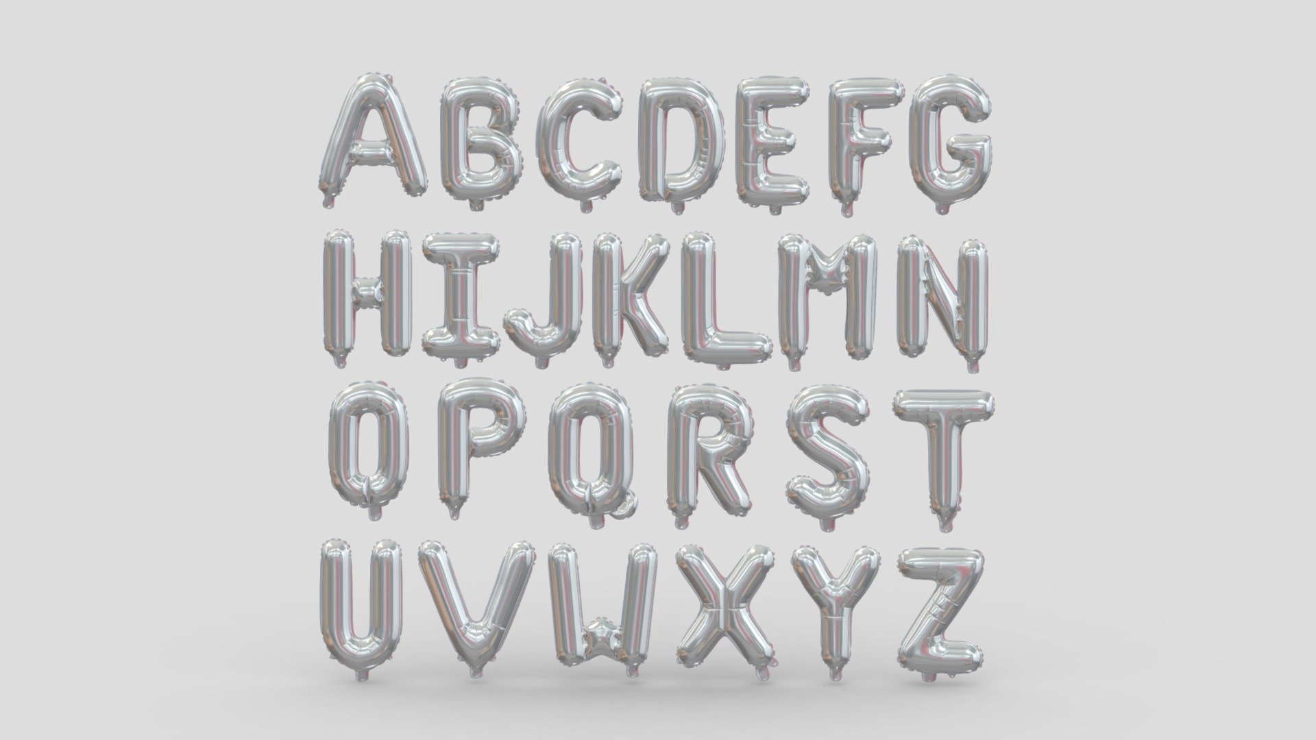 Balloon Alphabet Silver 3d model