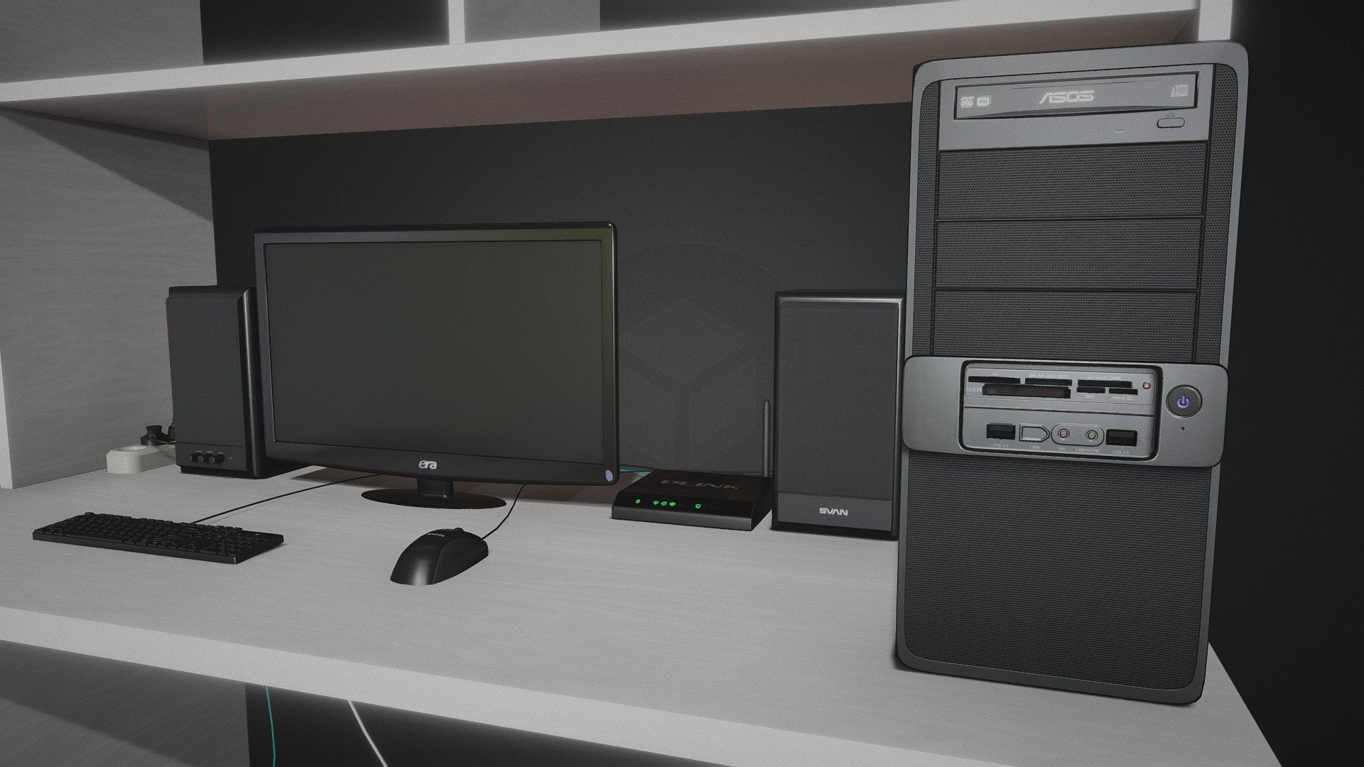 Computer Desk (front view only) 3d model