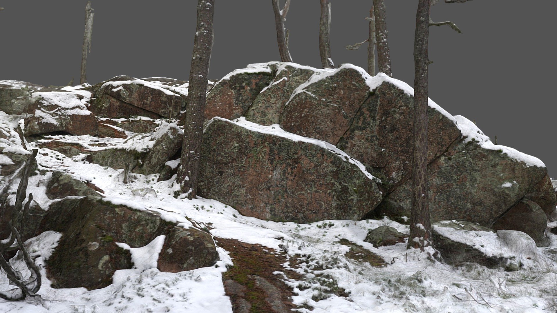 Rock terrain with light snow 3d model