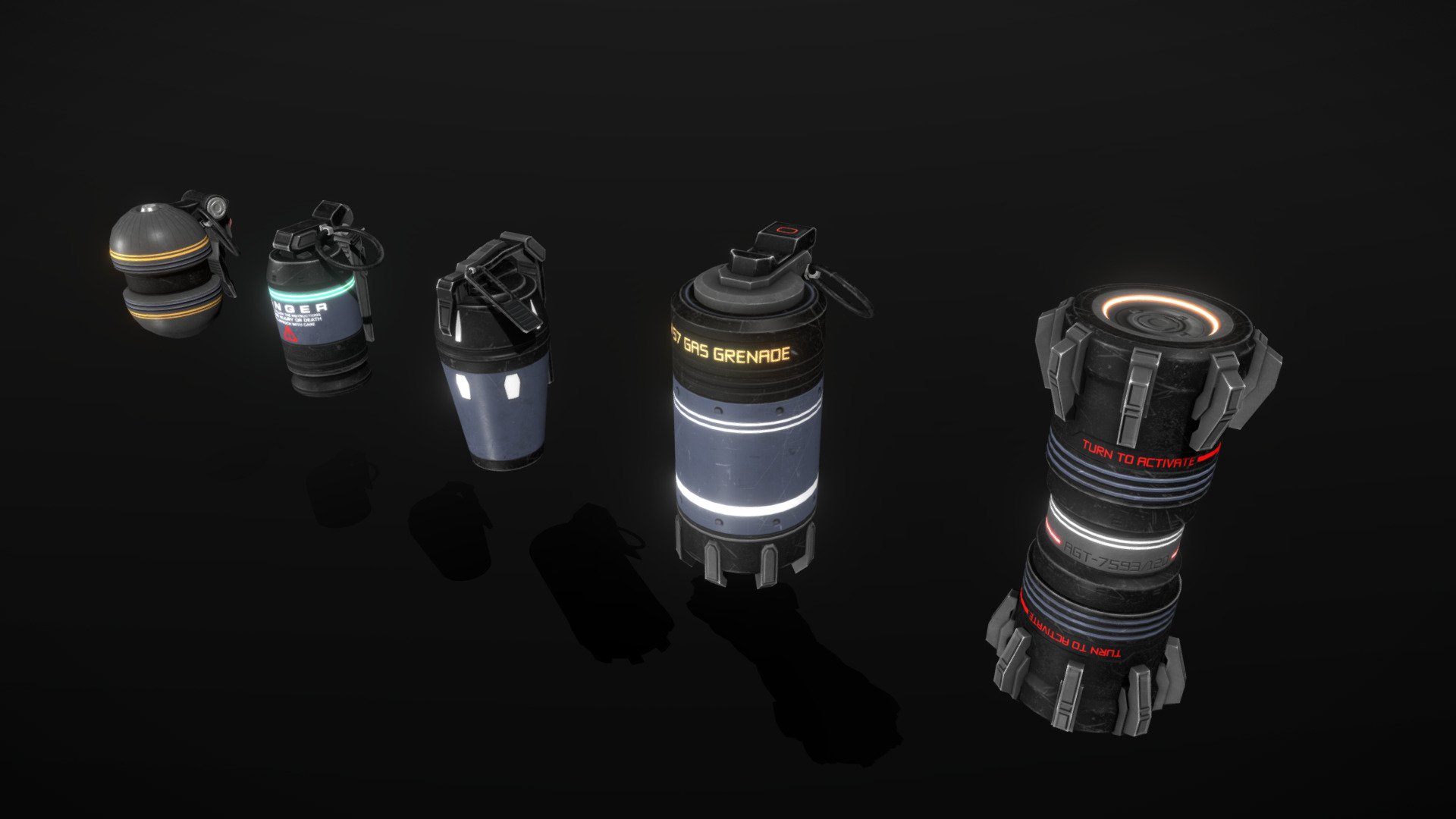 Scifi Hand Grenades 3d model