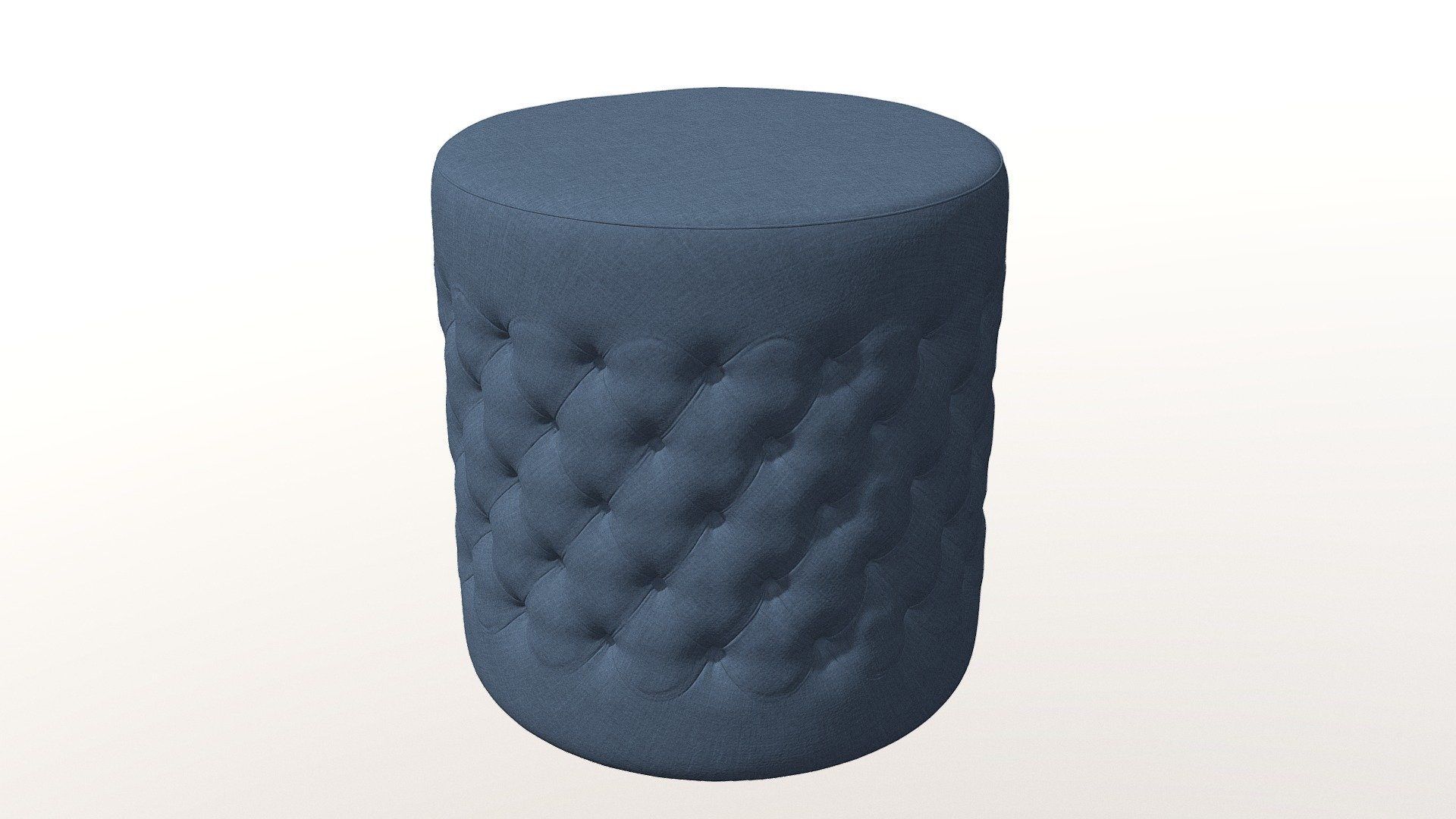 Tufted ottoman stool round Blue 3D model 3d model