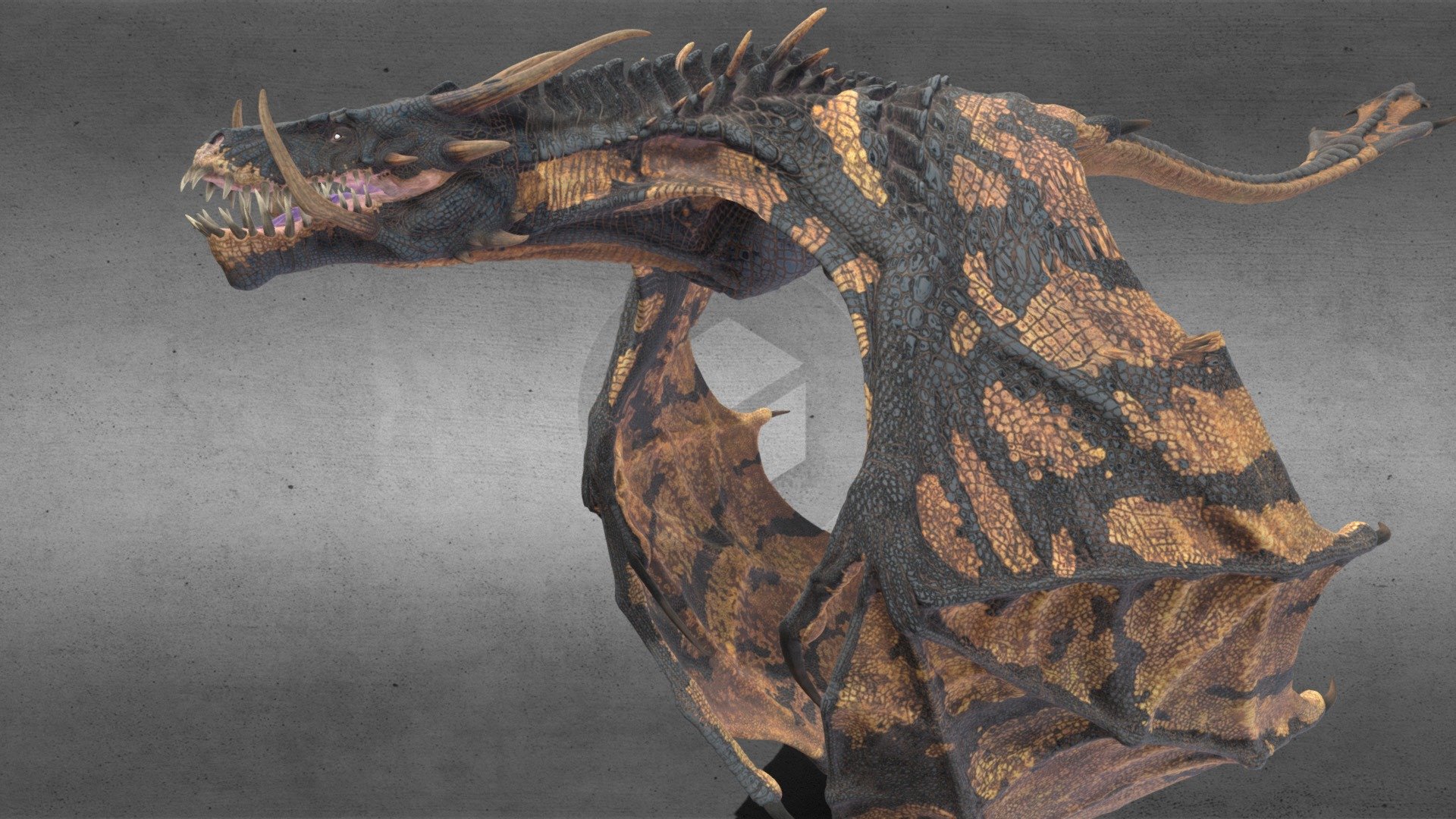 High detailed dragon full-rigged and animated 3d model