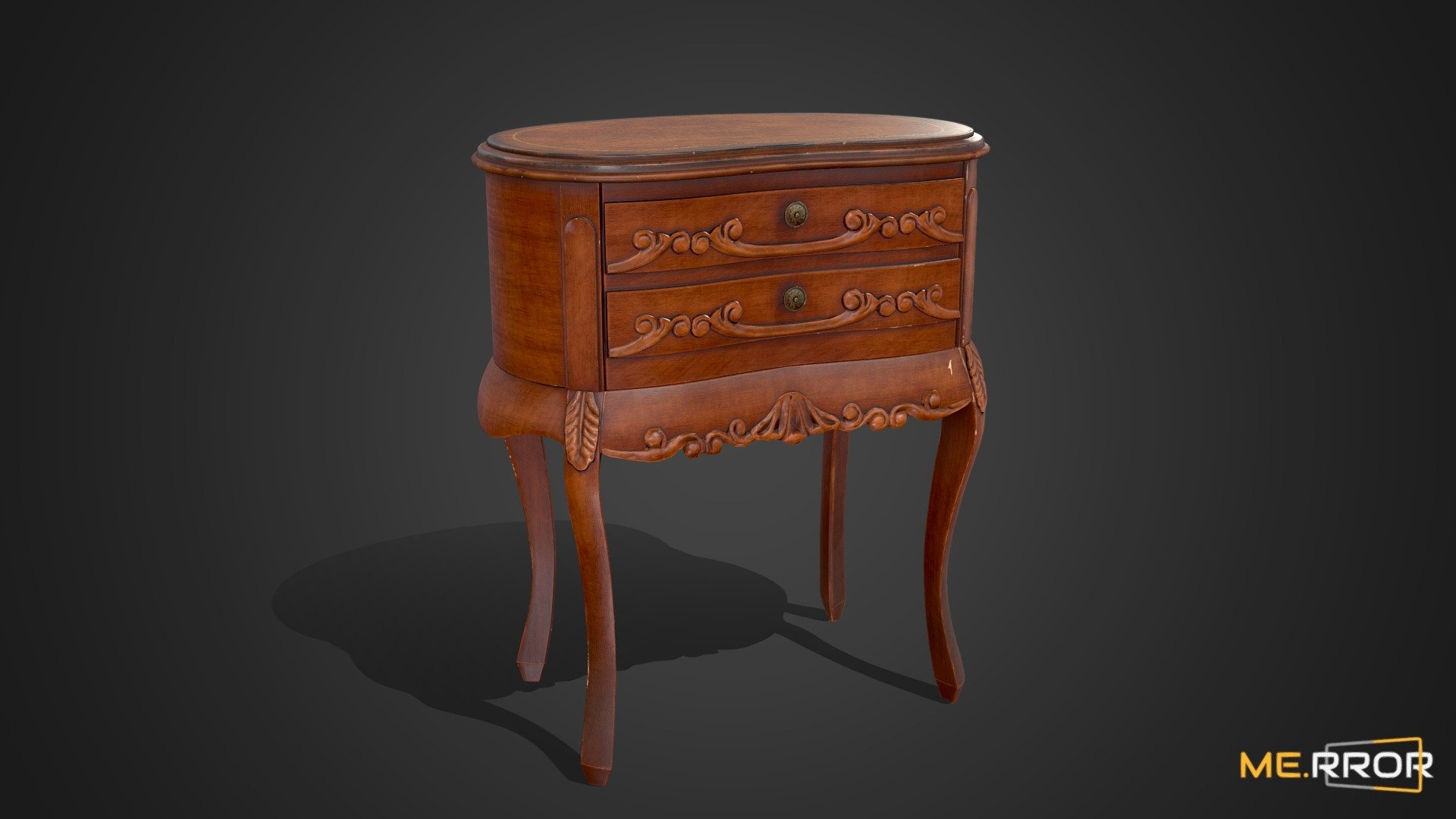 [Game-Ready] Antique Wooden Desk 2 3d model