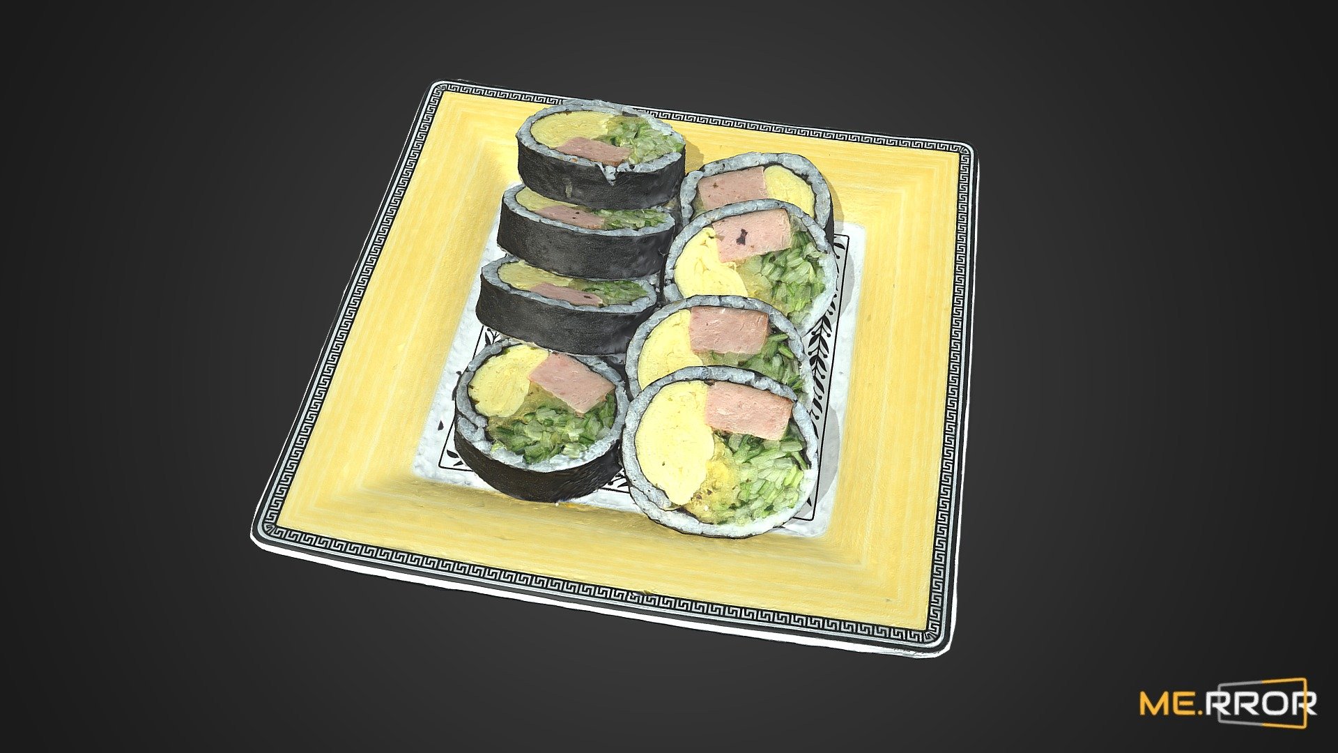 Korean Dish Rice Roll Kimbap 3d model