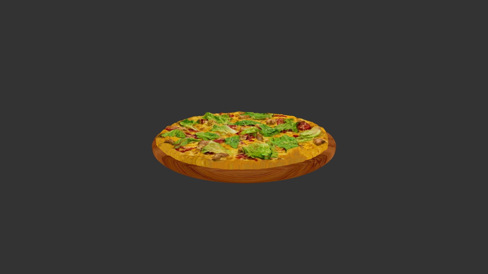 Greenery Meat Tomato Pizza 3d model