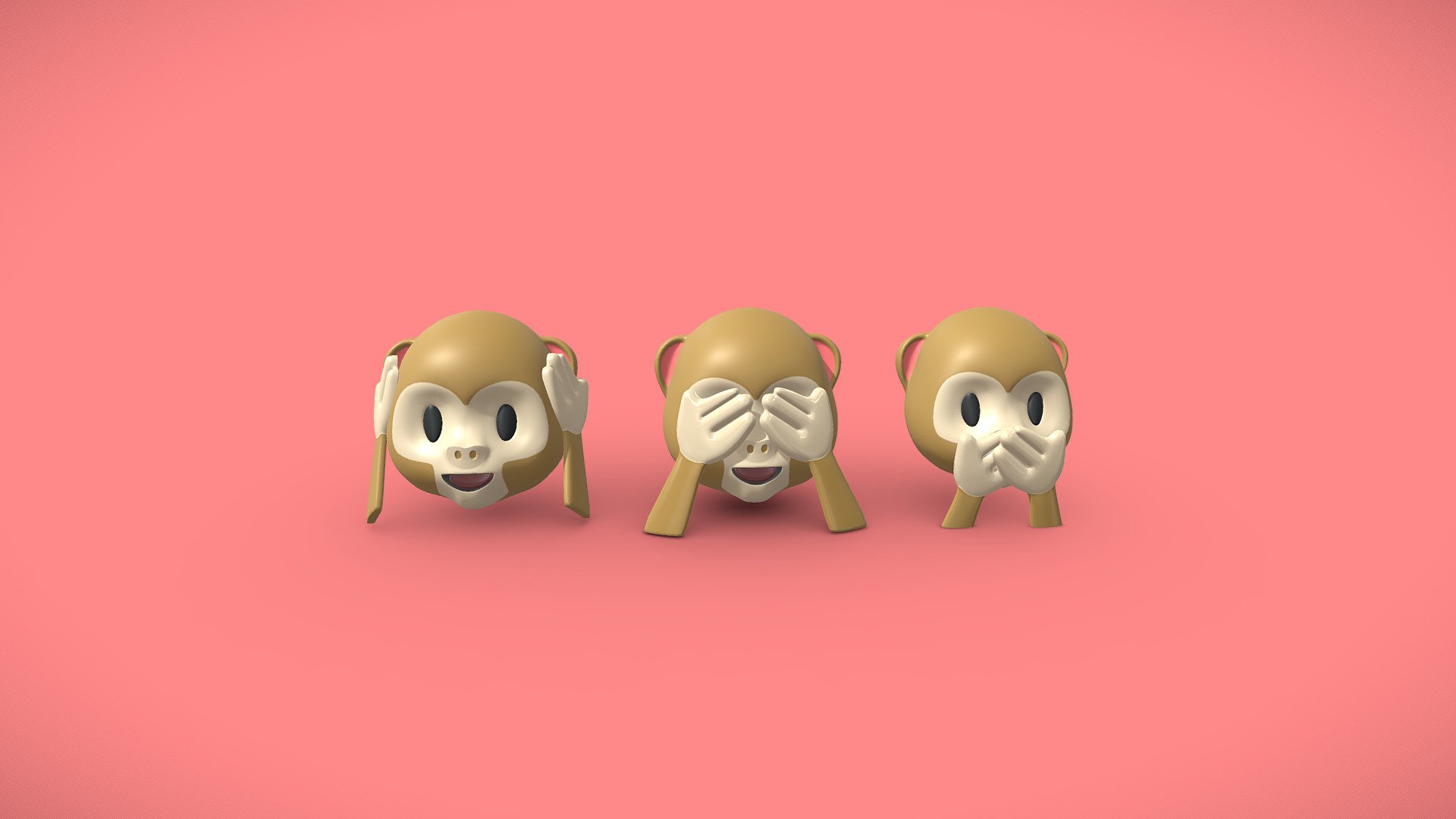 Three Wise Monkeys | Kikazaru 3d model