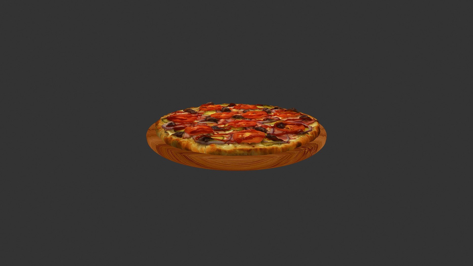 Піца Корно Россо (Tomato_onion_cucumber_pizza) 3d model