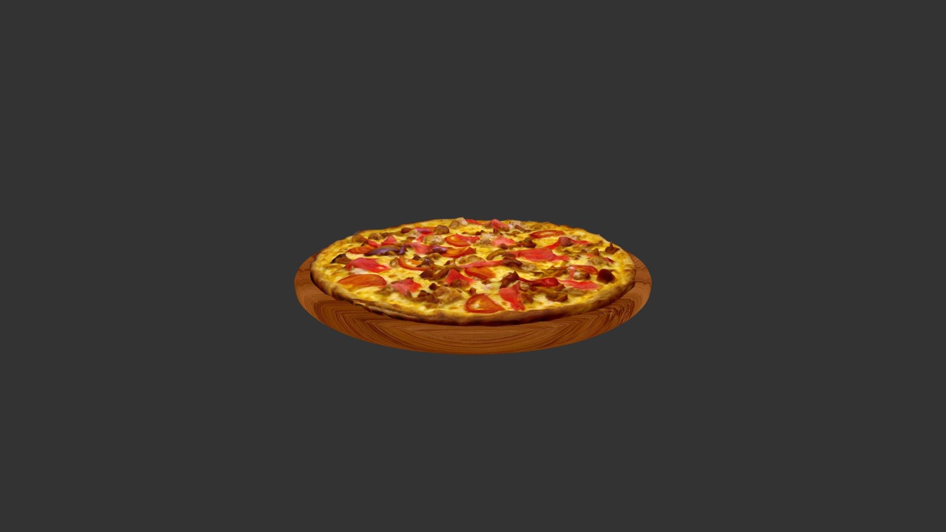 Mushrooms Tomato Meat Pizza 3d model