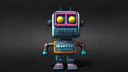 Cute cartoon robot (low-poly, game-ready)