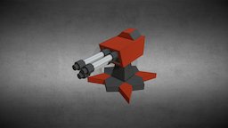 Turret Gun Low Poly