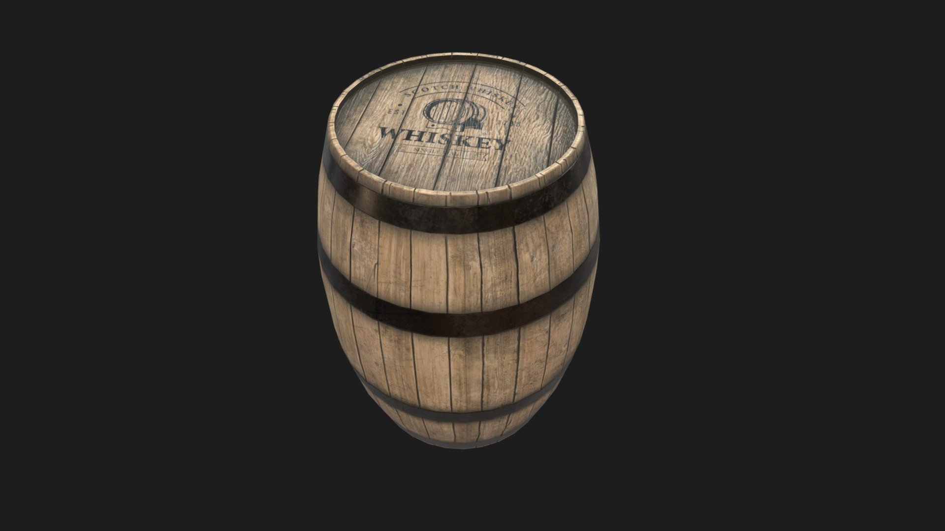 Wiskey Barrel Old 3d model