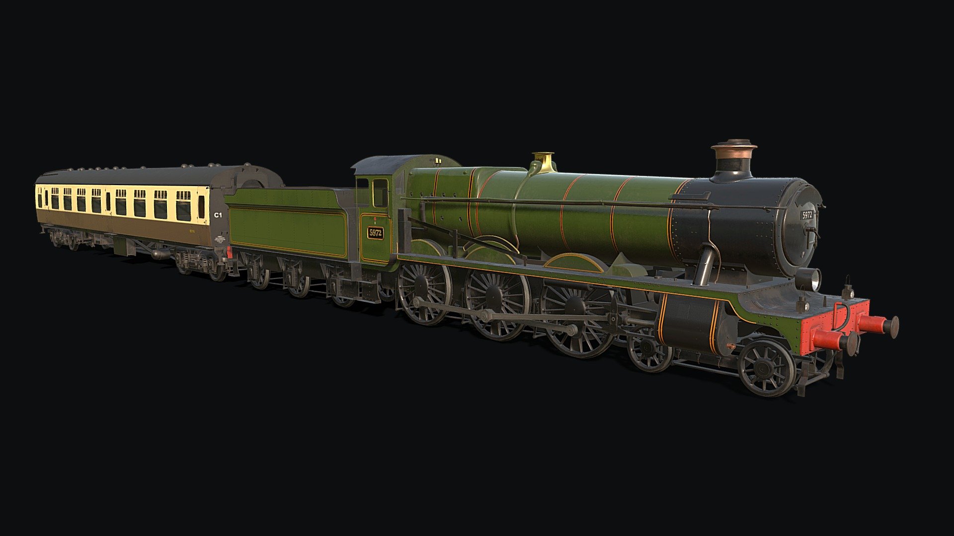 Steam locomotive GWR 4900 hall class 3d model