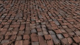 Ancient and deformed terracotta red tiled floor