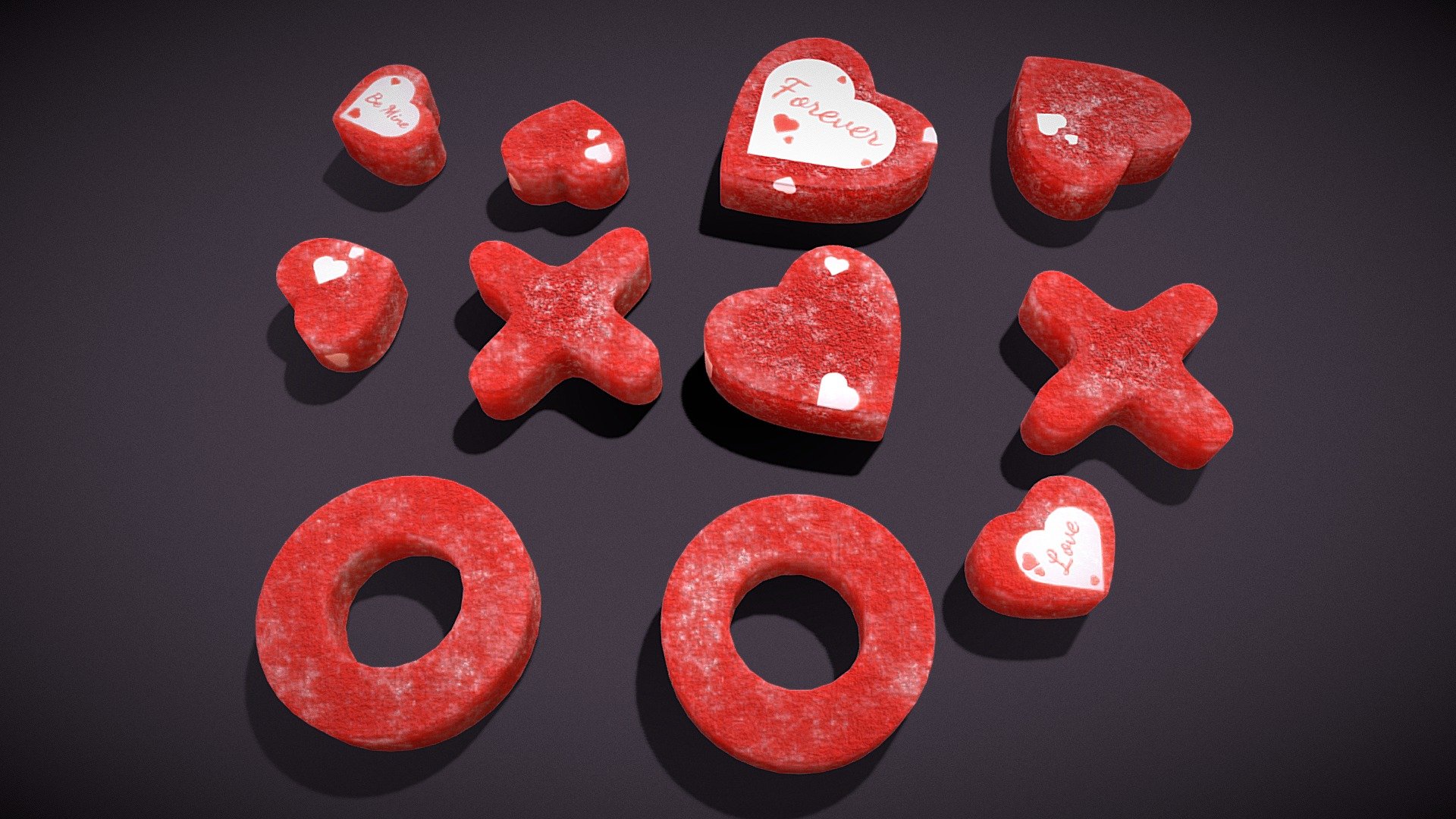 Valentines XOXO Red Jelly Candies 3d model