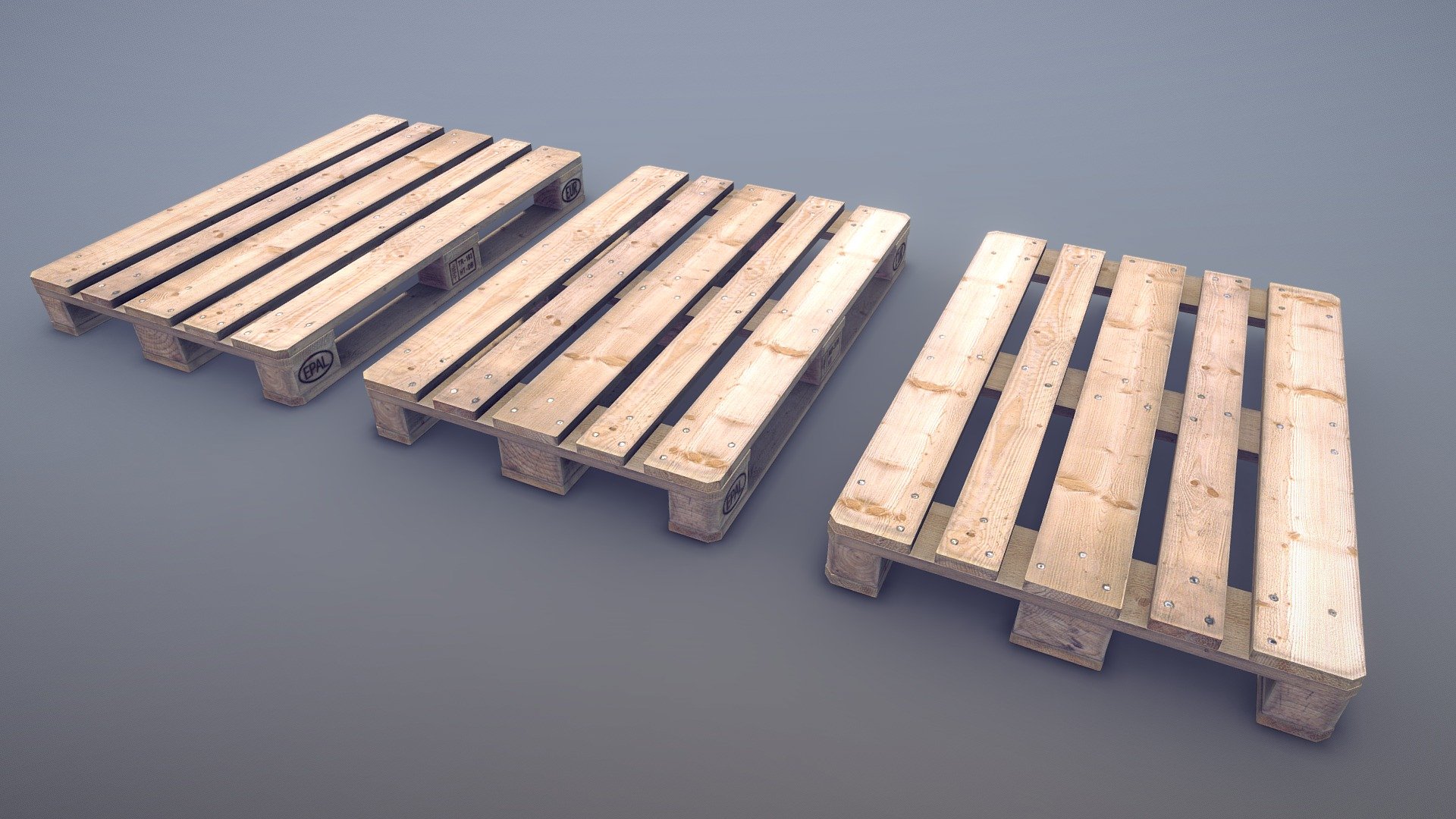 Cargo Wood Pallets EUR EPAL vr.1 3d model