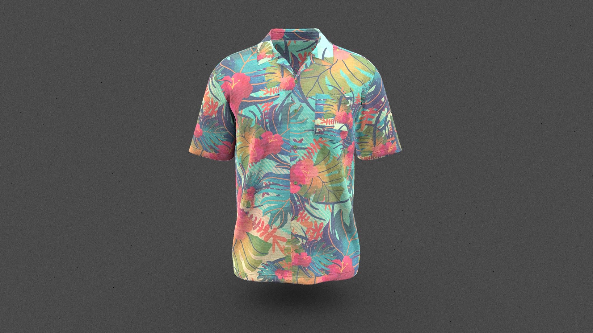 Men Hawaiian AOP Apparel Shirt 3d model