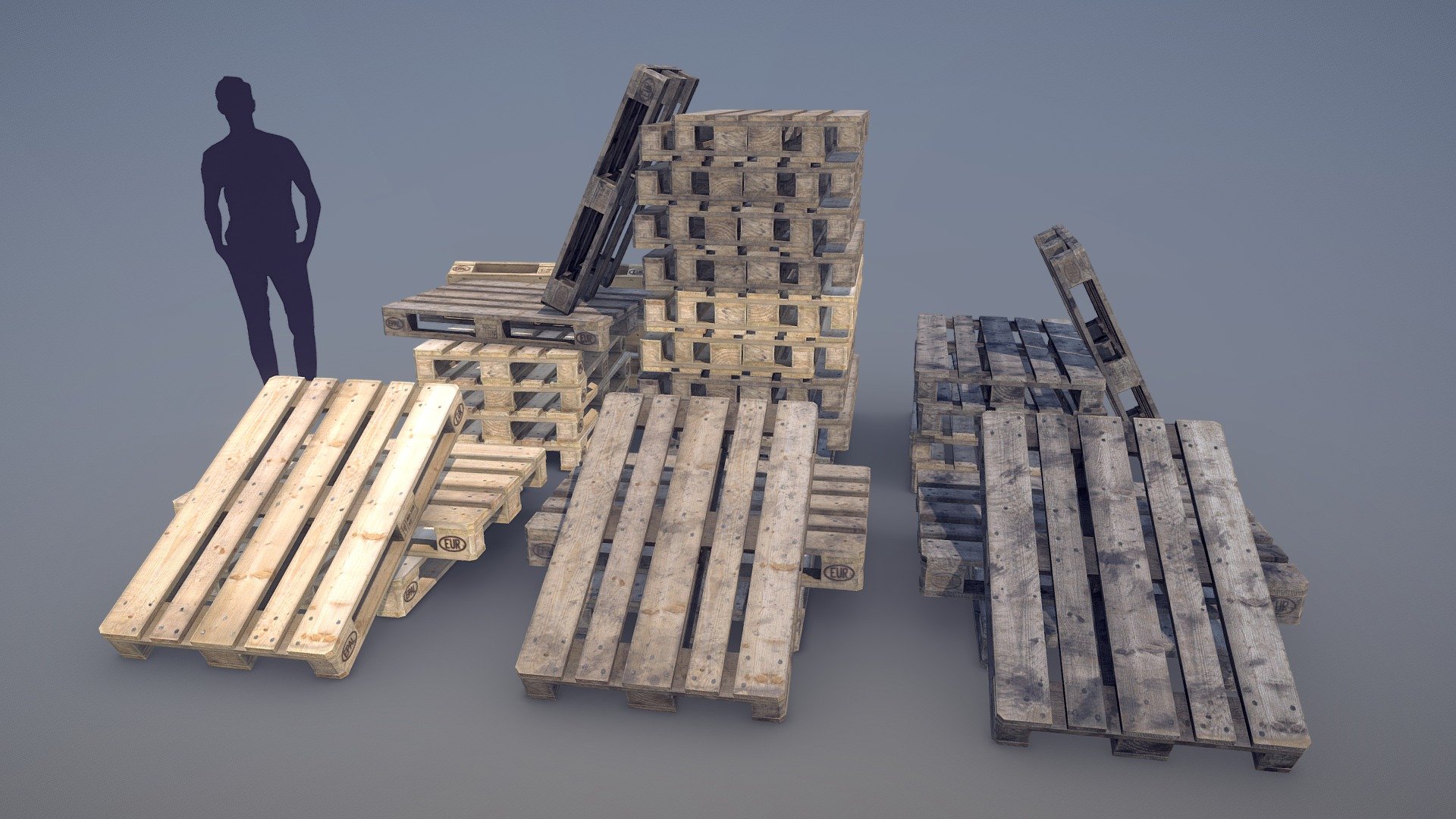 (Collection) Cargo Wood Pallets EUR EPAL 3d model