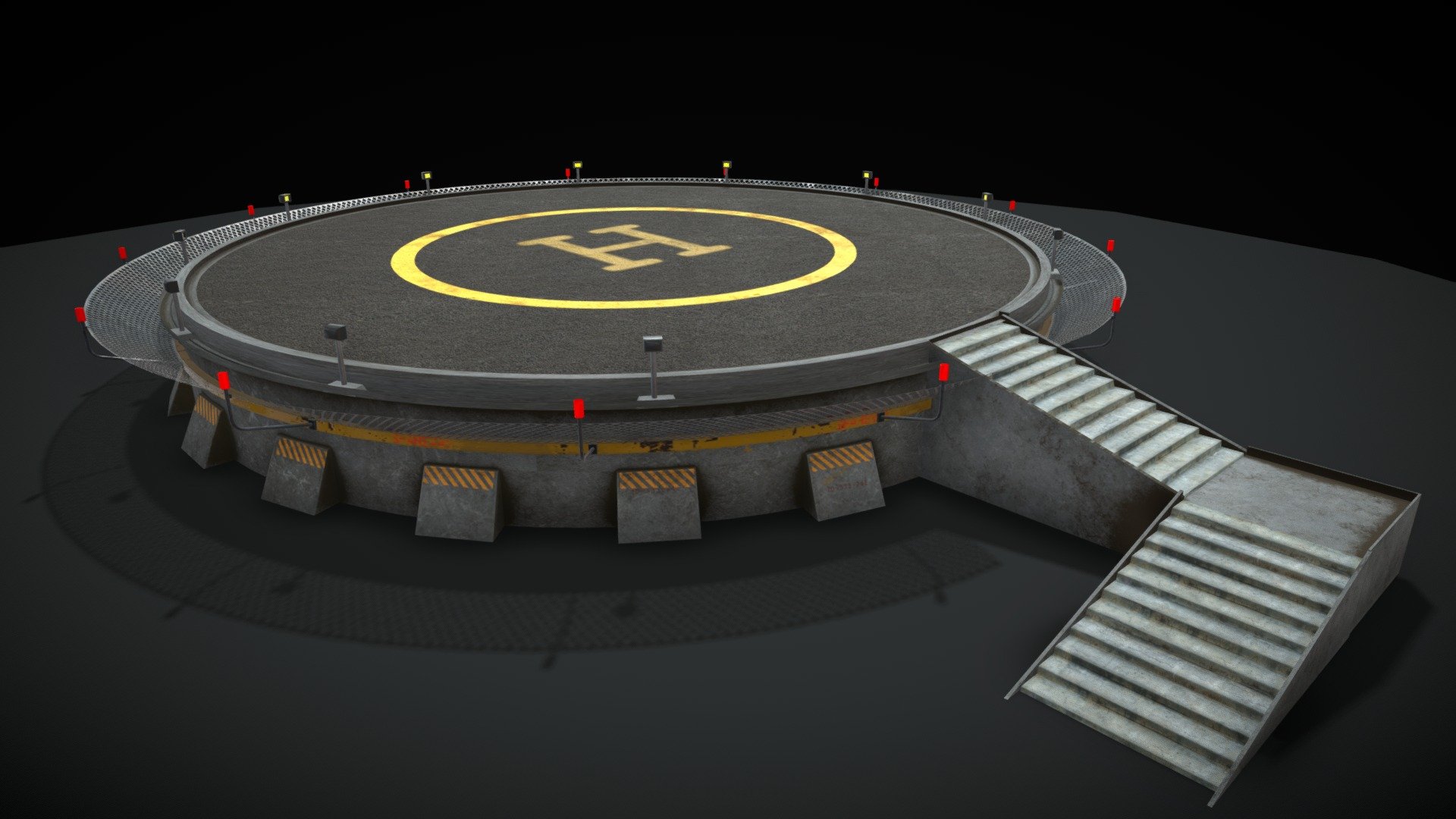 Heliport Helipad air base helicopter 3d model