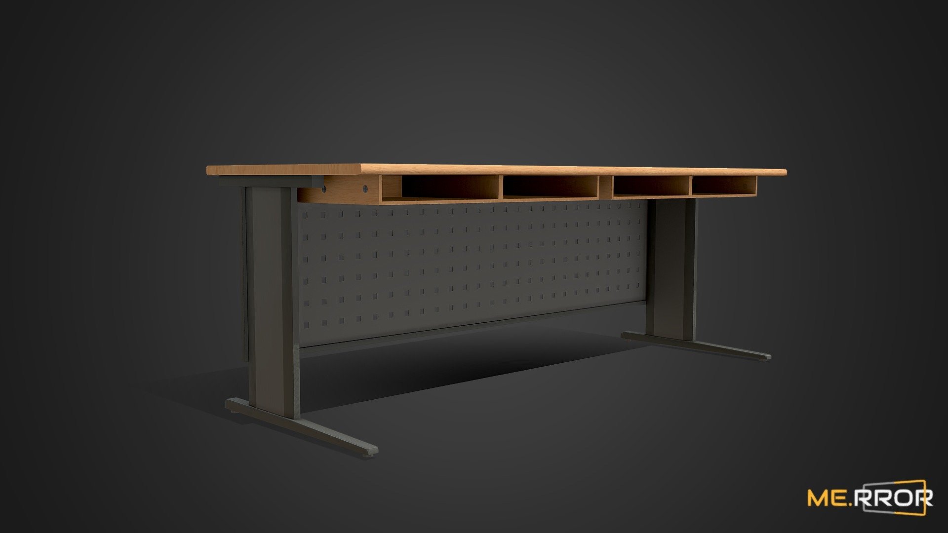 [Game-Ready] Wood Steel Drawer Desk 3d model