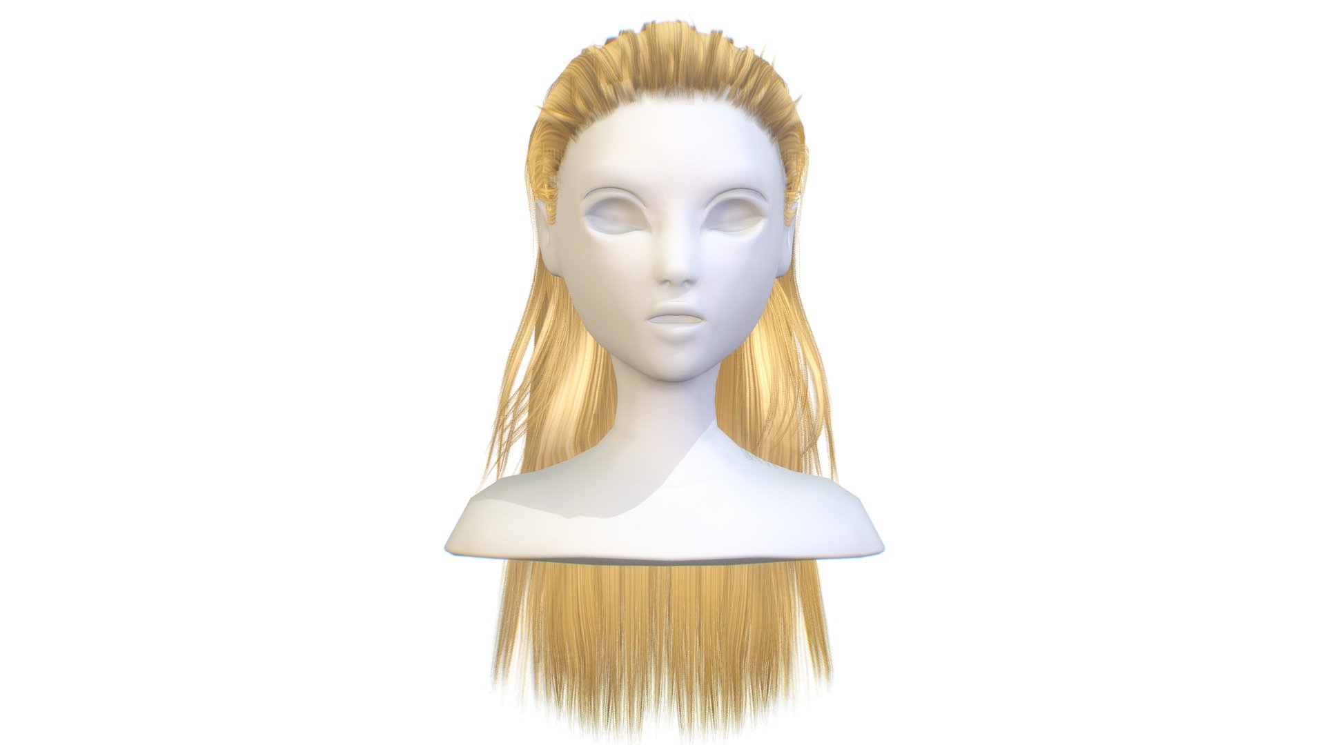 cartoon lush female 003 haircut of long 3d model