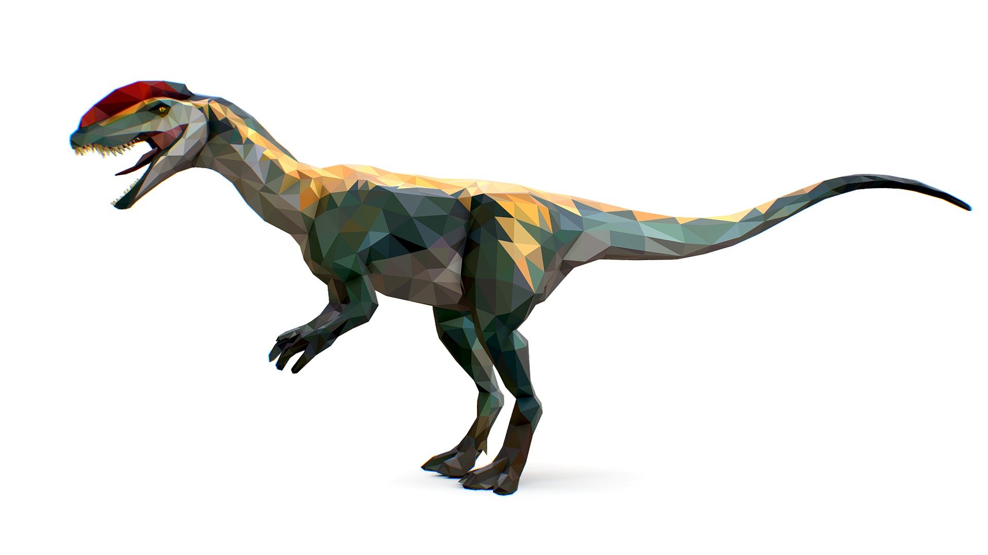 Dinosaur Dilo Lowpoly Art Style animal 3d model