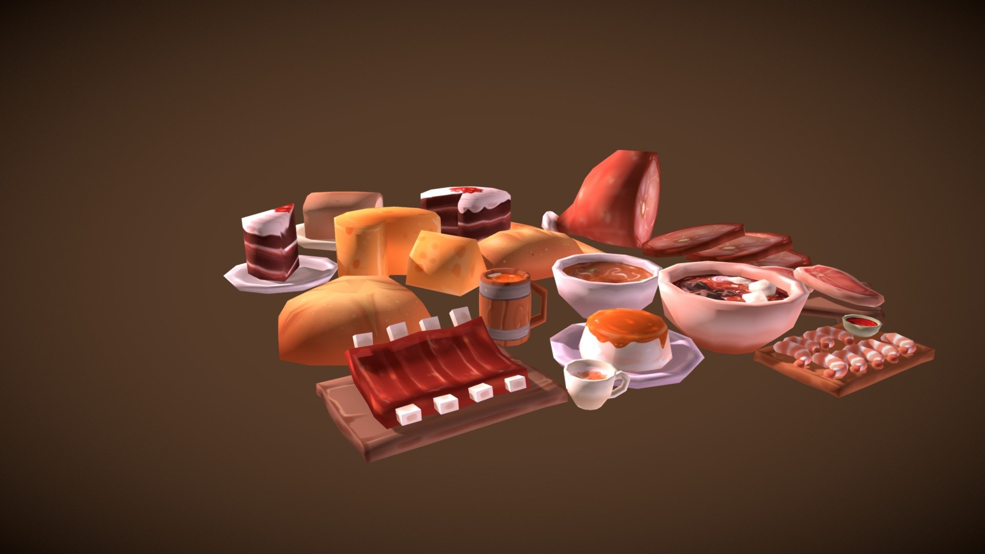 Low Poly Food 3d model