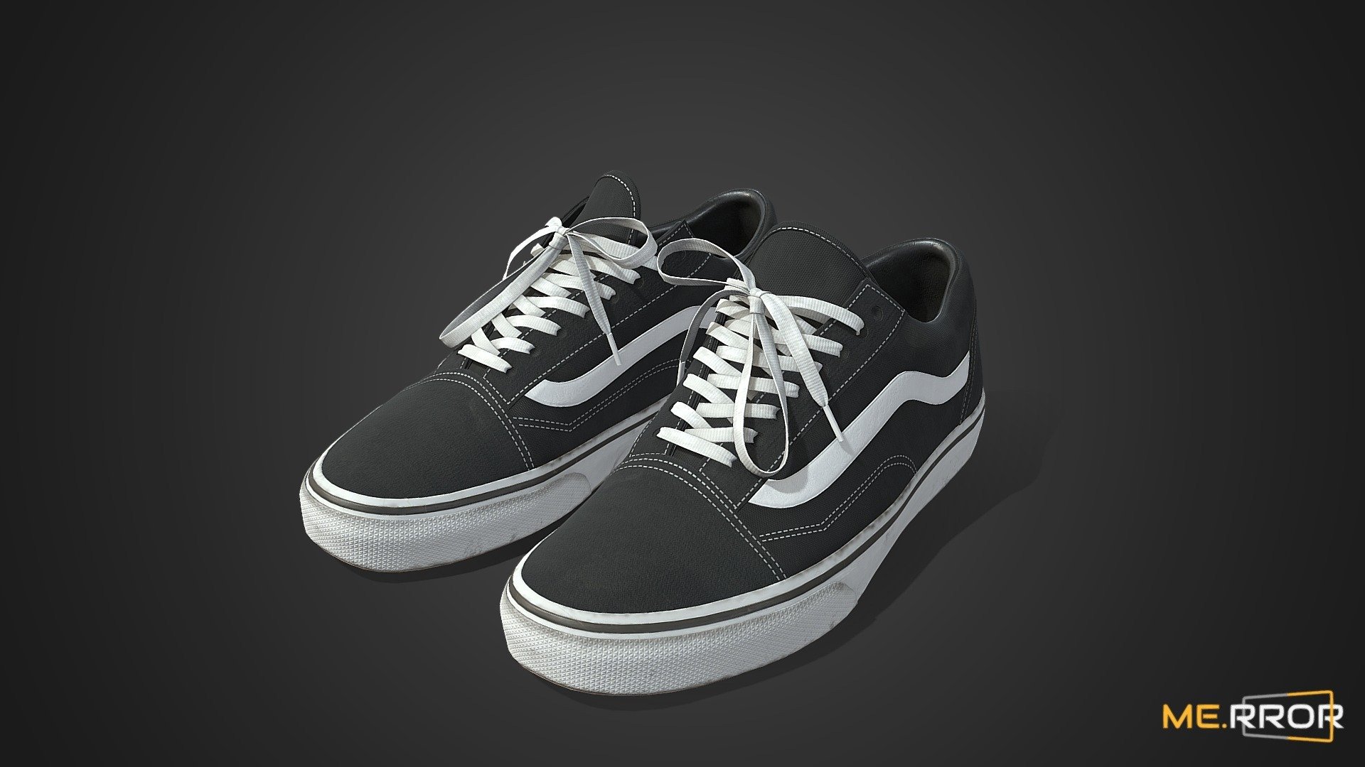 [Game-Ready] White Line Black Sneakers 3d model