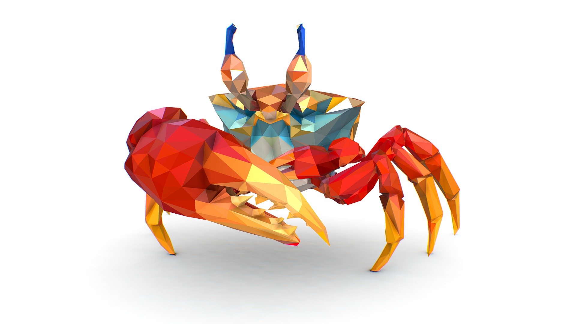 Red Sea Crab Lowpoly Art Style 3d model