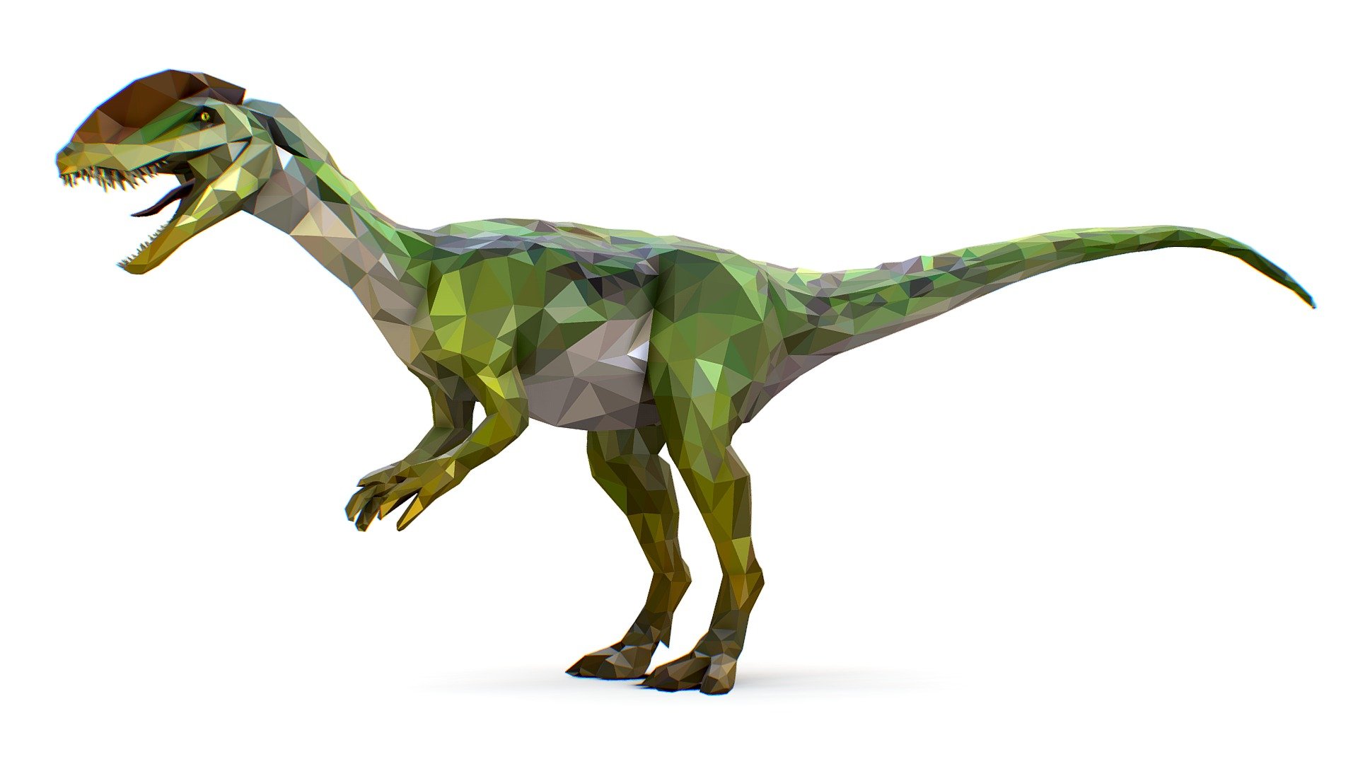 Dinosaur Dilo Green Lowpoly Art Style animal 3d model