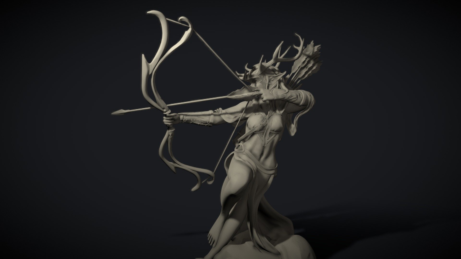 Elven ranger statue 3d model