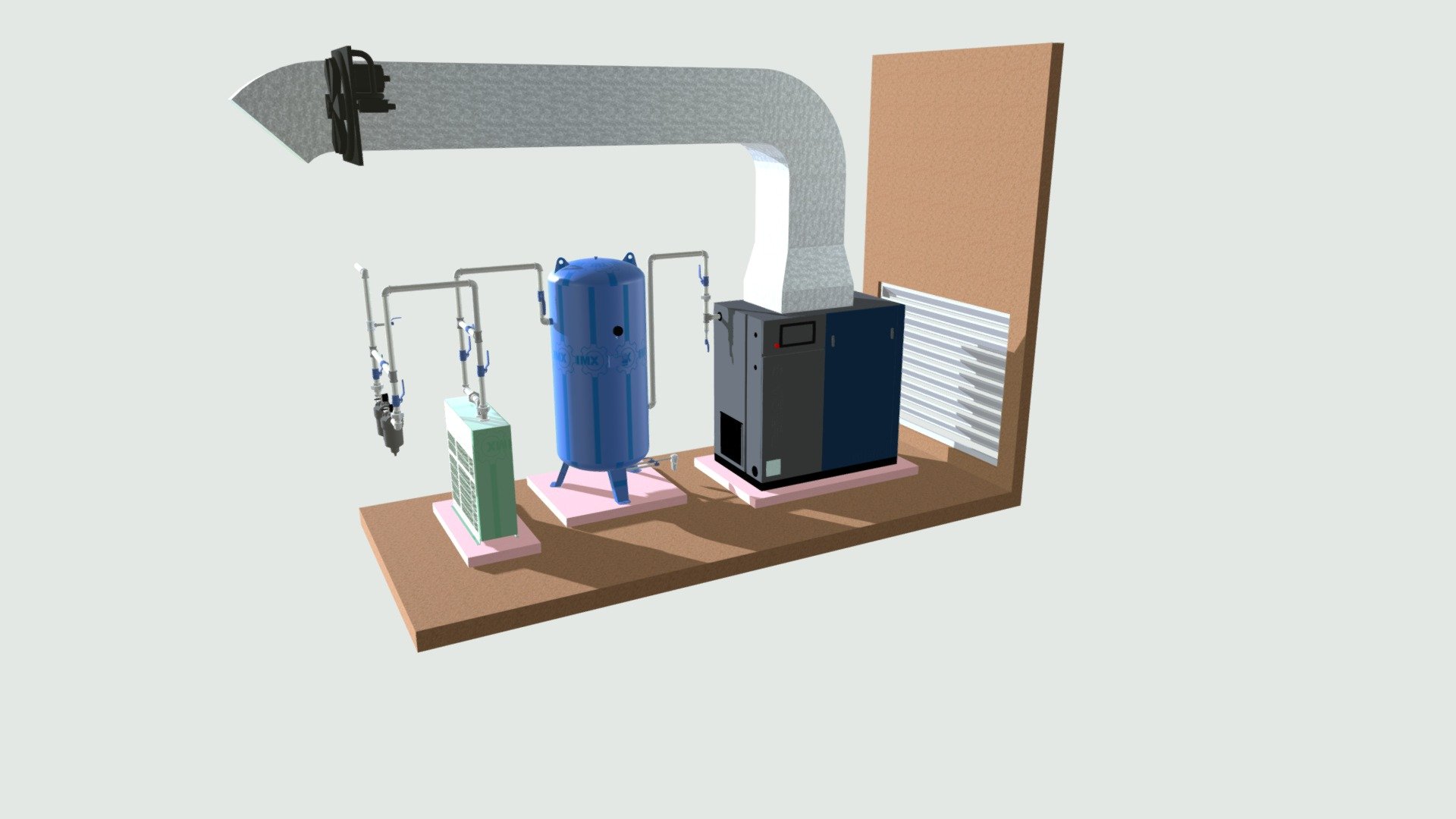 Air Compressor Room 3d model