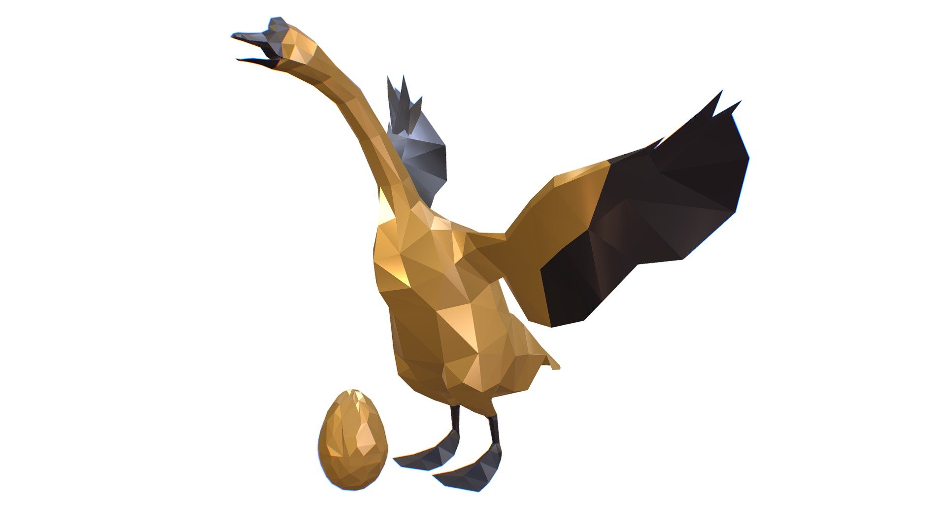 Animated Golden Goose Egg Lowpoly Art Style 3d model